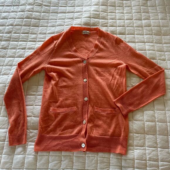 WALLACE Womens Sweater Small Pink Merino Wool Cardigan Preppy Casual Feminine - Picture 3 of 13